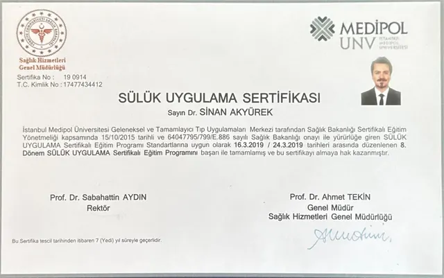 Sülük (Hirudoterapi) Tedavisi Sertifikası